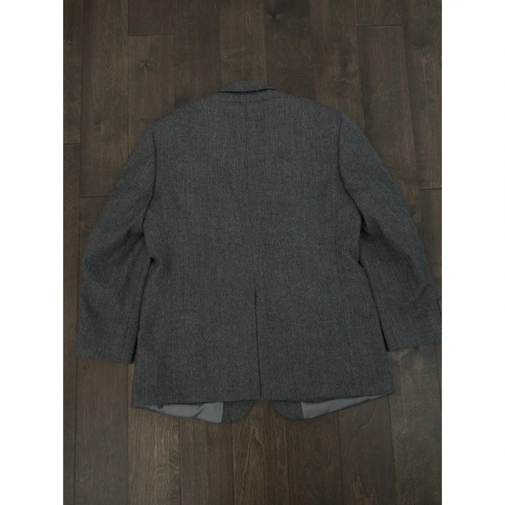 Meeting Street Sport Coat 44R Gray Herringbone Tweed 100% Lambwool Blazer Jacket